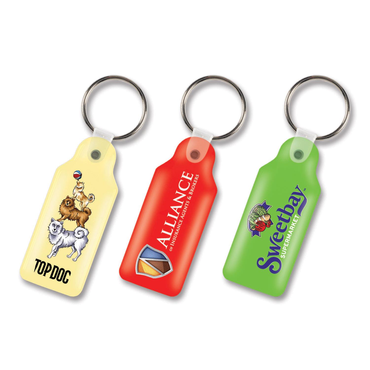 Printed Large Rectangle Shaped Flexible Key Rings attach to bags and b